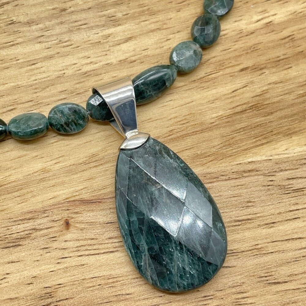 Jay King Green Apatite Necklace Pendant Sterling Silver 18" Faceted Polished - Picture 4 of 8